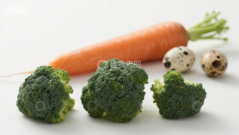 高清大图下载【趣麦麦图】胡萝卜西兰花鹌鹑蛋静物