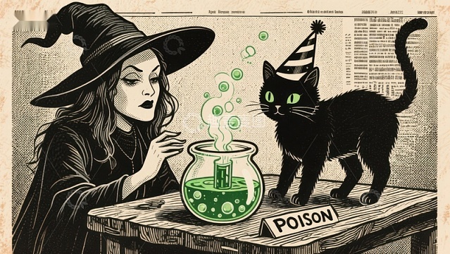 女巫与黑猫共制毒药
