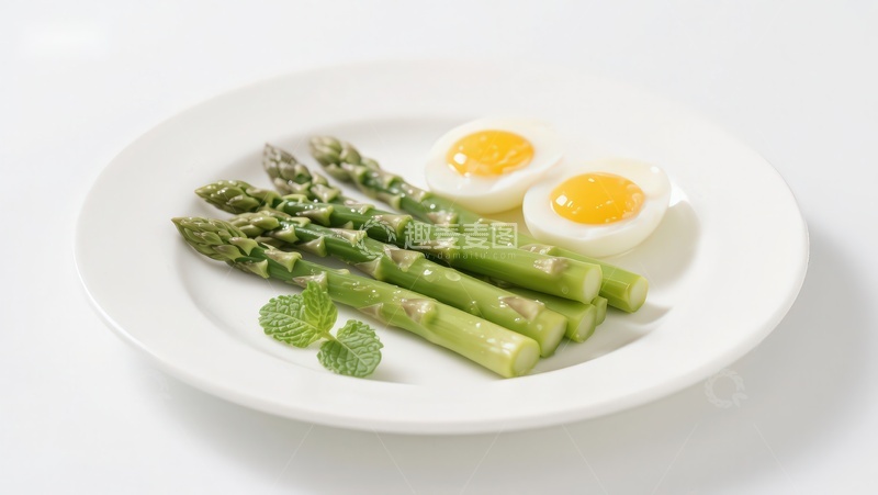 高清大图下载【趣麦麦图】芦笋配煮鸡蛋的健康餐