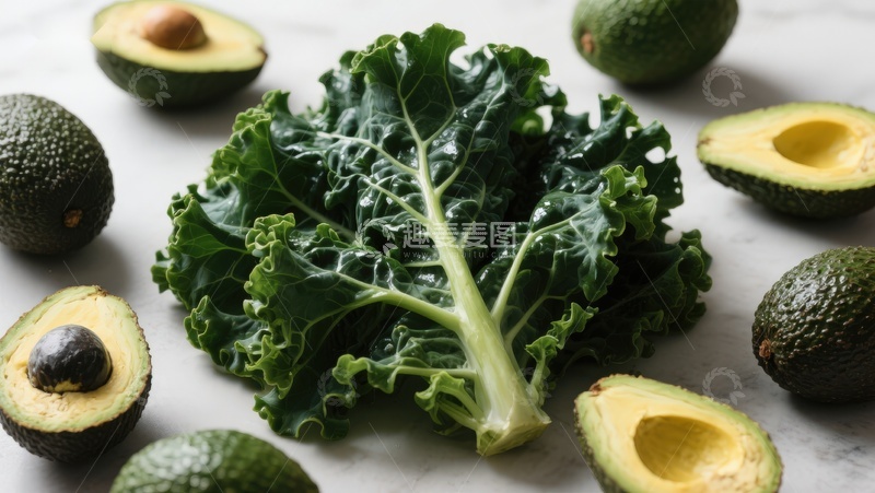 高清大图下载【趣麦麦图】羽衣甘蓝与牛油果静物