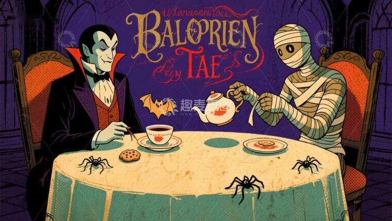 高清大图下载【趣麦麦图】吸血鬼与木乃伊的下午茶