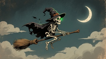 骷髅巫师夜空飞行