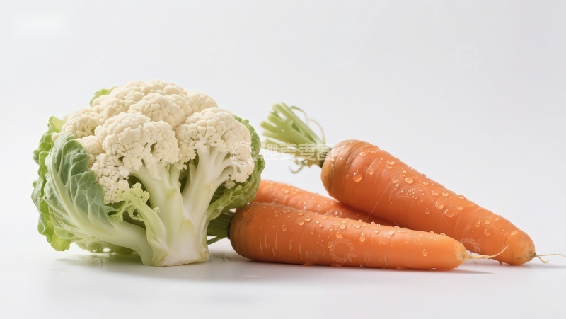 高清大图下载【趣麦麦图】花椰菜与胡萝卜静物