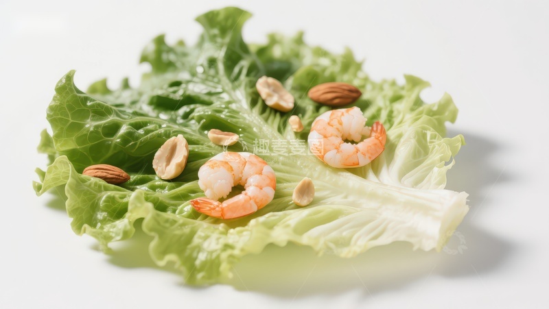 高清大图下载【趣麦麦图】生菜虾仁坚果组合