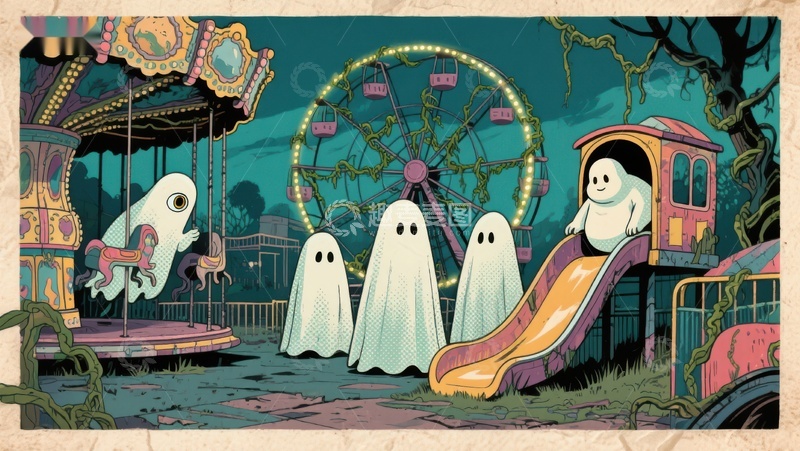 高清大图下载【趣麦麦图】幽灵游乐园的奇幻夜晚