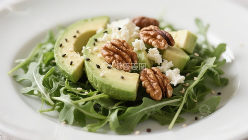 高清大图下载【趣麦麦图】牛油果坚果沙拉特写