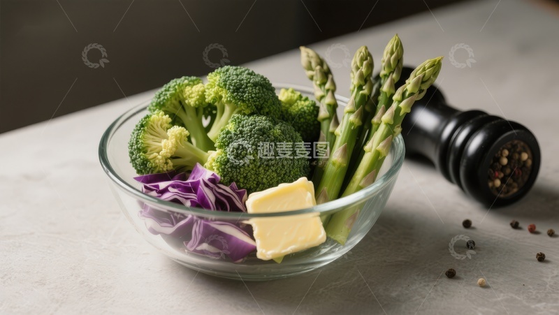高清大图下载【趣麦麦图】新鲜蔬菜与黄油准备烹饪