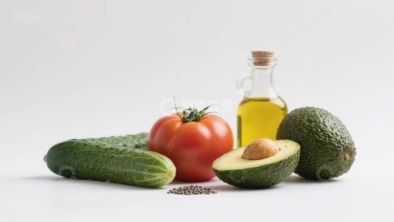 高清大图下载【趣麦麦图】新鲜蔬菜与橄榄油摆拍