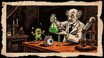 疯狂科学家与绿色怪物的实验