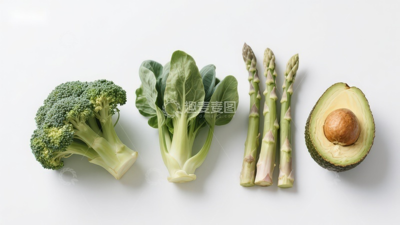 高清大图下载【趣麦麦图】新鲜蔬菜与牛油果平铺展示