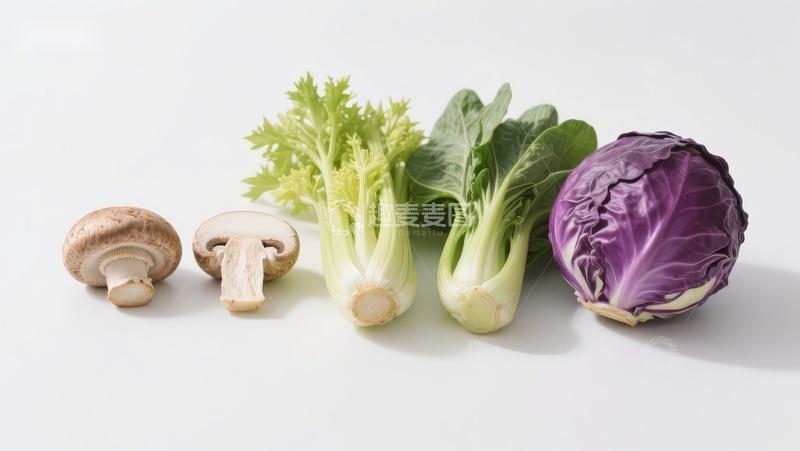 高清大图下载【趣麦麦图】新鲜蔬菜与菌类排列展示