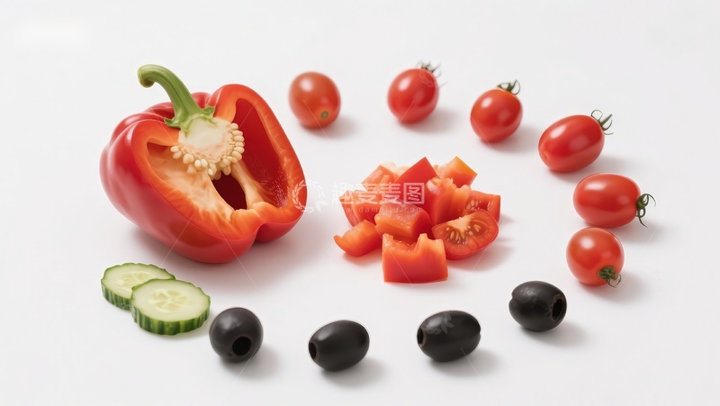 高清大图下载【趣麦麦图】新鲜蔬菜切块摆盘