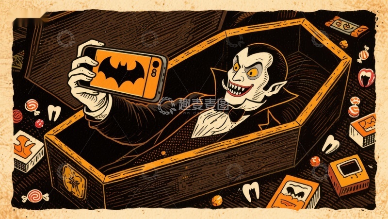 高清大图下载【趣麦麦图】棺材中的吸血鬼自拍