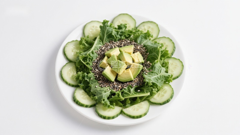 高清大图下载【趣麦麦图】绿色蔬菜沙拉摆盘