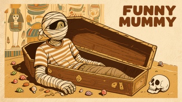 幽默木乃伊躺在棺材中