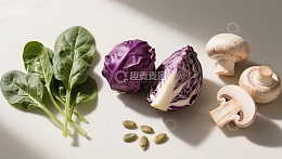 新鲜蔬菜与菌菇静物摆拍