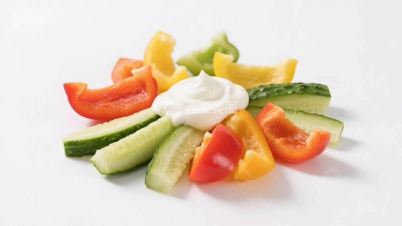 高清大图下载【趣麦麦图】蔬菜拼盘配酸奶油
