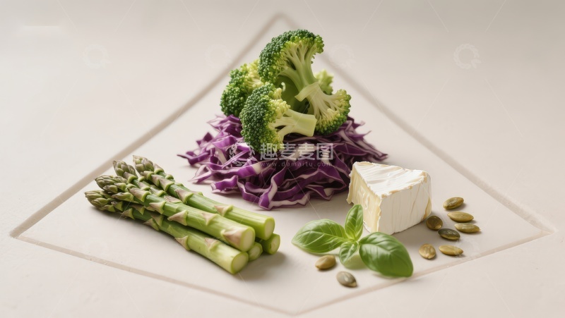 高清大图下载【趣麦麦图】新鲜蔬菜与奶酪摆盘