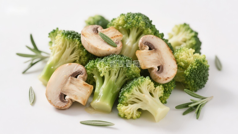 高清大图下载【趣麦麦图】西兰花与香菇搭配香草