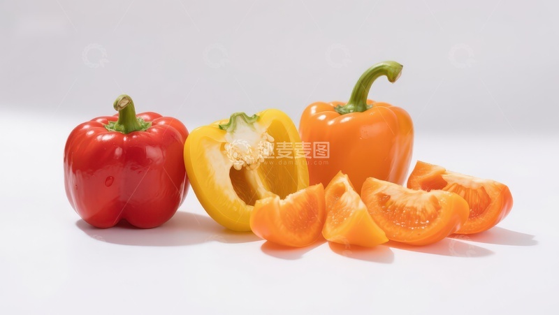 高清大图下载【趣麦麦图】彩椒与切片橙色果实