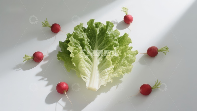 高清大图下载【趣麦麦图】生菜与小萝卜静物摆拍