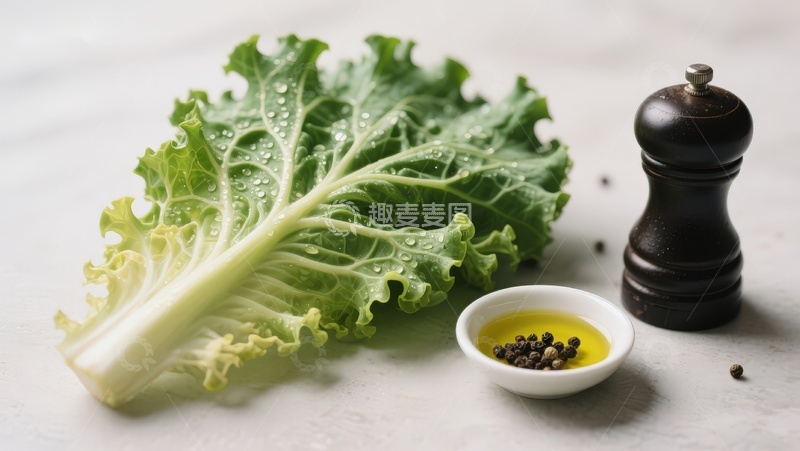 高清大图下载【趣麦麦图】新鲜羽衣甘蓝与调味料