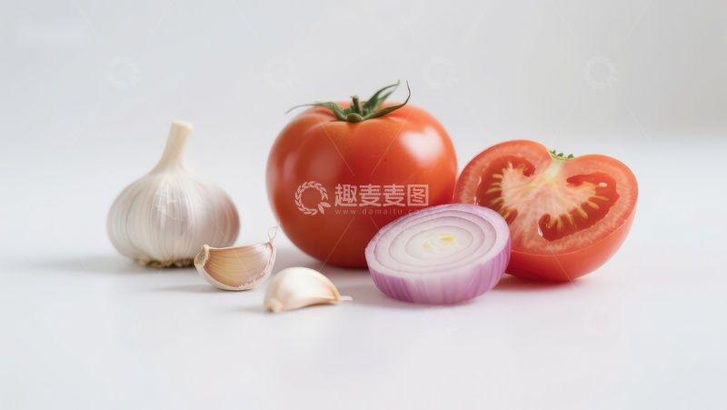 高清大图下载【趣麦麦图】番茄大蒜洋葱静物