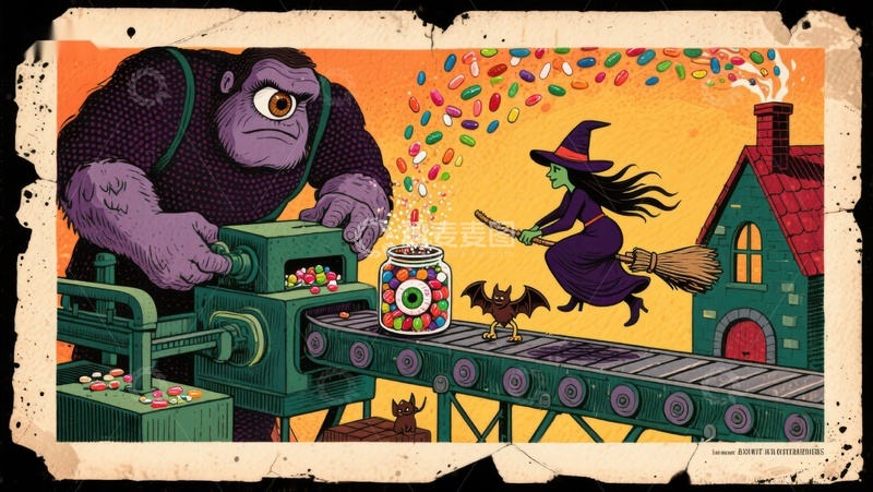 高清大图下载【趣麦麦图】糖果工厂的奇幻冒险