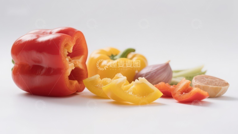 高清大图下载【趣麦麦图】切开的彩椒与香料静物