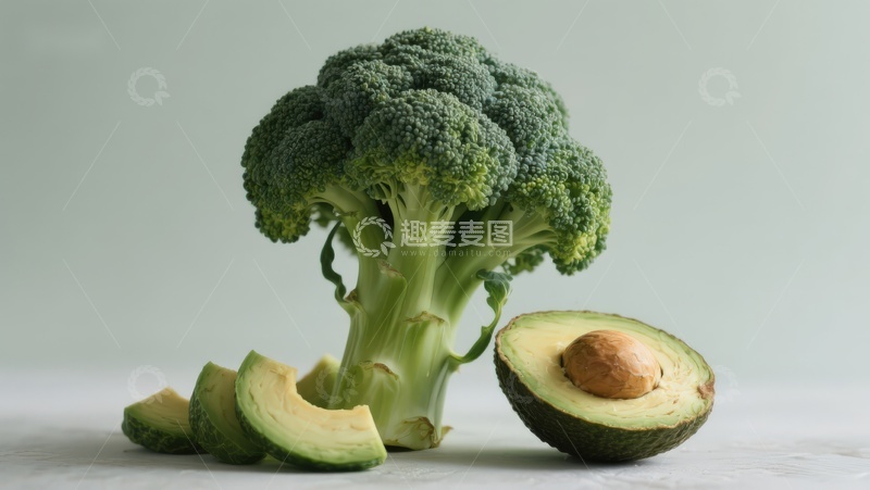 高清大图下载【趣麦麦图】西兰花与牛油果静物摆拍