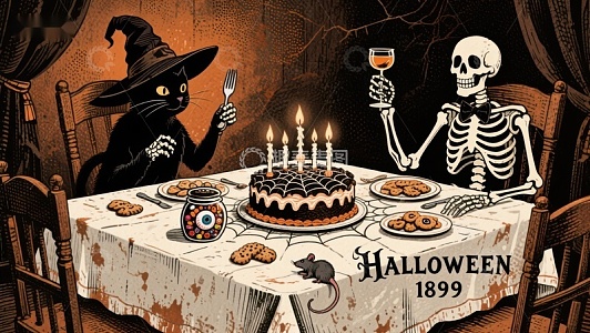 万圣节1899：巫猫与骷髅的晚餐