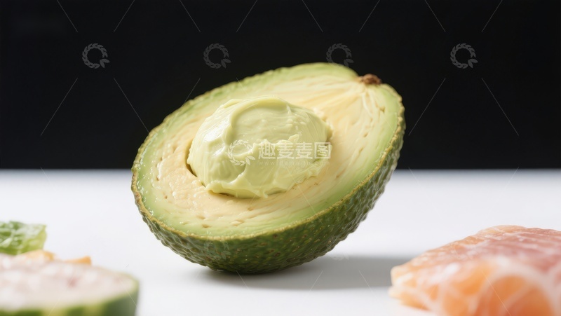 高清大图下载【趣麦麦图】切开的牛油果与三文鱼