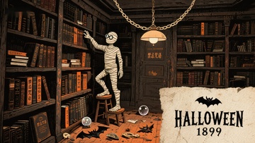 万圣节图书馆中的木乃伊