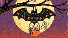万圣节蝙蝠与糖果篮