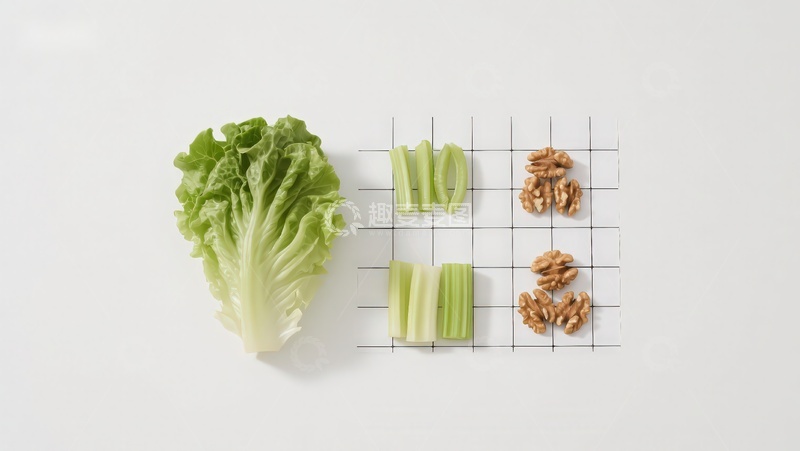 高清大图下载【趣麦麦图】生菜芹菜核桃食材排列