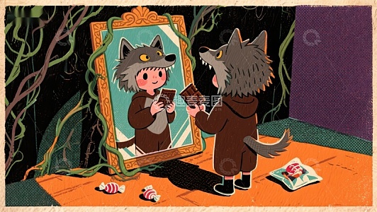 镜中狼人：自我认知的奇幻瞬间