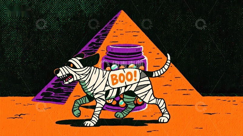 高清大图下载【趣麦麦图】木乃伊老虎与糖果罐