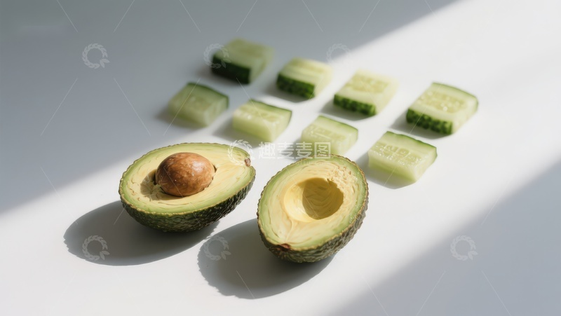 高清大图下载【趣麦麦图】切开的牛油果与黄瓜片