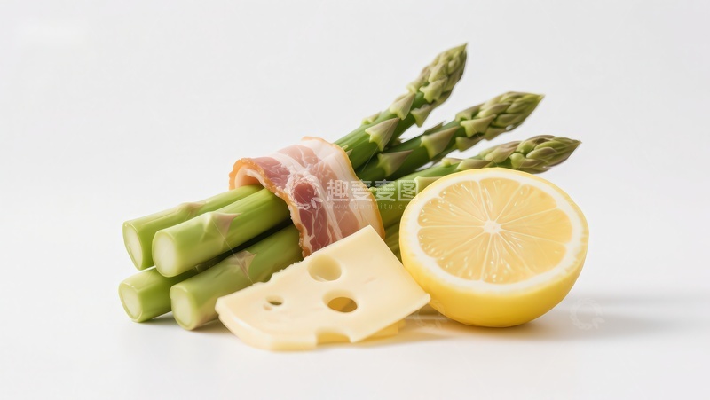 高清大图下载【趣麦麦图】芦笋配培根奶酪柠檬