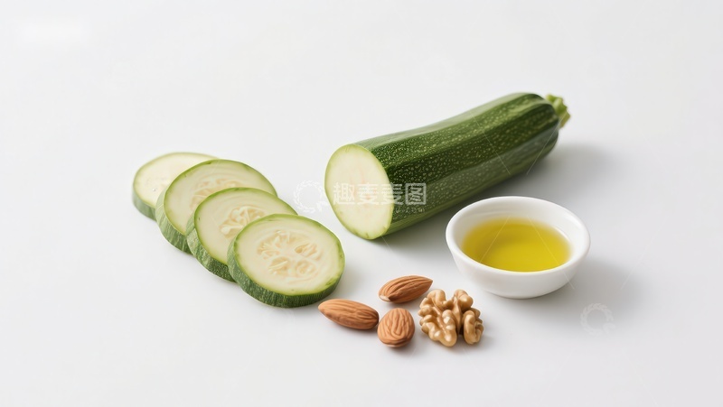 高清大图下载【趣麦麦图】西葫芦切片配坚果与橄榄油