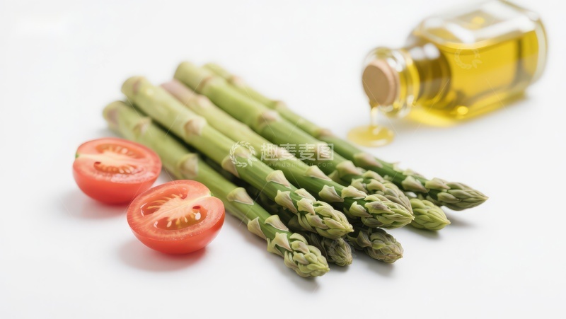 高清大图下载【趣麦麦图】芦笋番茄橄榄油食材组合