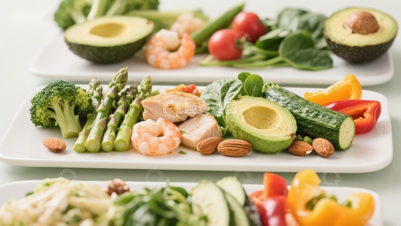高清大图下载【趣麦麦图】新鲜蔬菜水果与海鲜拼盘