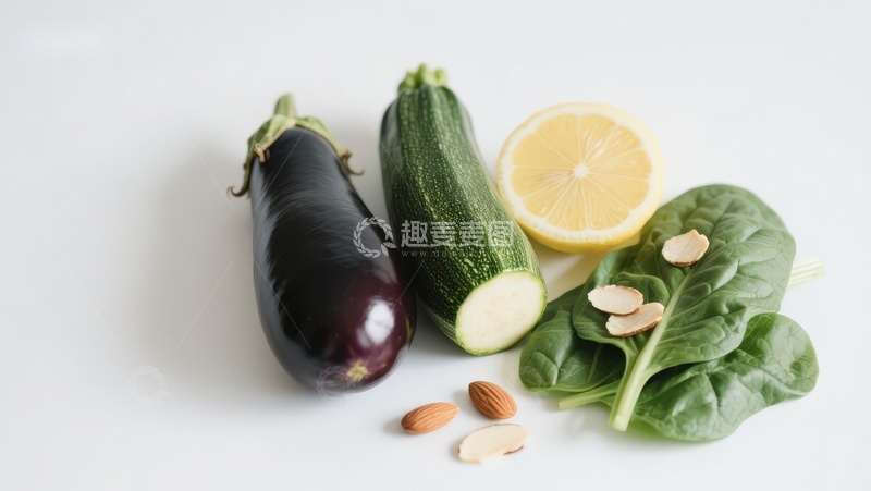 高清大图下载【趣麦麦图】新鲜蔬菜与坚果静物组合