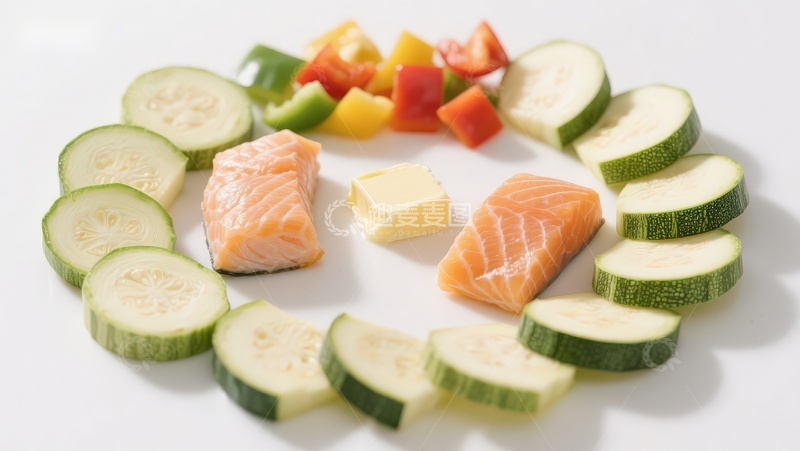 高清大图下载【趣麦麦图】三文鱼与蔬菜摆盘