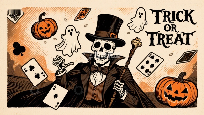 高清大图下载【趣麦麦图】骷髅绅士的万圣节派对