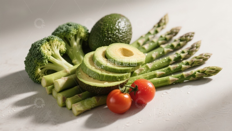 高清大图下载【趣麦麦图】新鲜蔬菜与牛油果摆盘