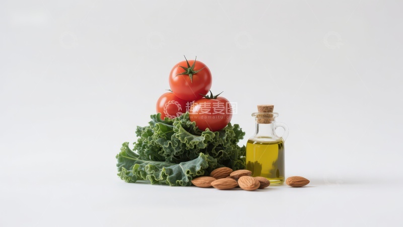 高清大图下载【趣麦麦图】新鲜蔬菜与橄榄油静物