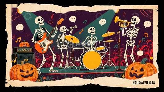 骷髅乐队万圣节表演