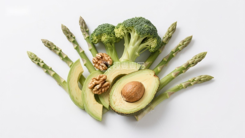 高清大图下载【趣麦麦图】绿色蔬菜与牛油果创意摆盘