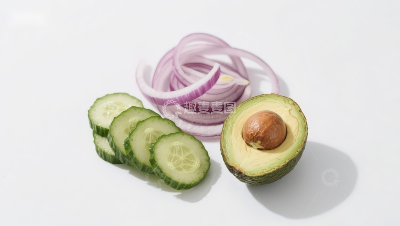 高清大图下载【趣麦麦图】切片黄瓜洋葱与牛油果